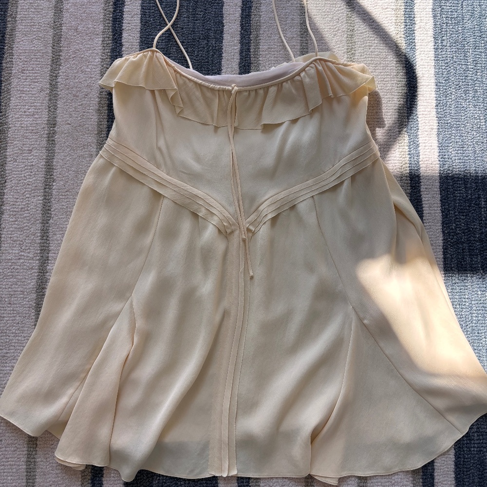 ZARA Light Yellow Sleeveless Ruffle Mini Dress | Size XS | New